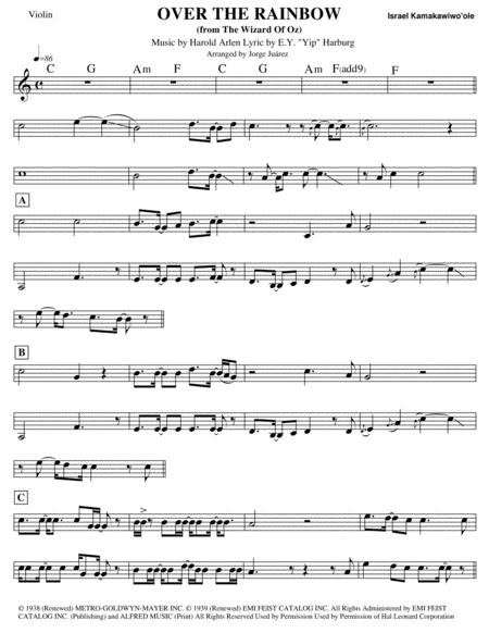 Free Sheet Music Over The Rainbow Violin