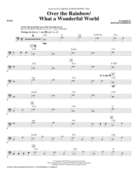 Free Sheet Music Over The Rainbow What A Wonderful World Arr Roger Emerson Bass