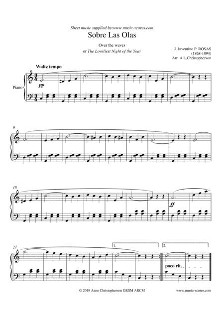 Over The Waves Easy Piano Sheet Music