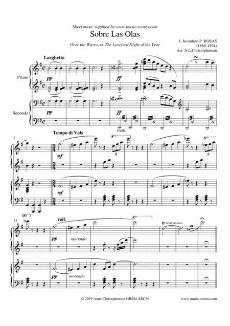 Over The Waves Piano Duet Sheet Music