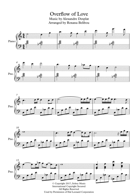 Free Sheet Music Overflow Of Love