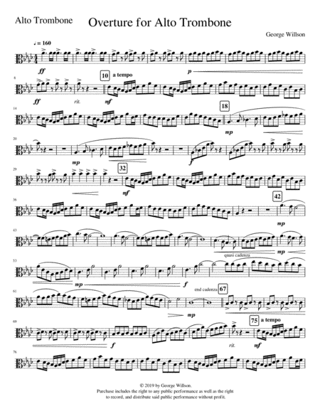Free Sheet Music Overture For Alto Trombone