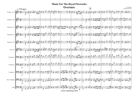 Overture From The Royal Fireworks G F Handel Sheet Music