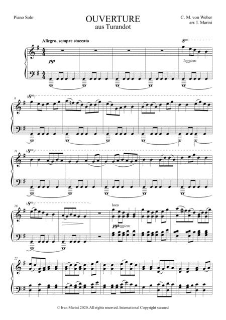 Overture From Turandot For Piano Solo Sheet Music