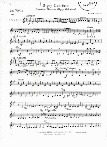 Overture Gipsy Sheet Music