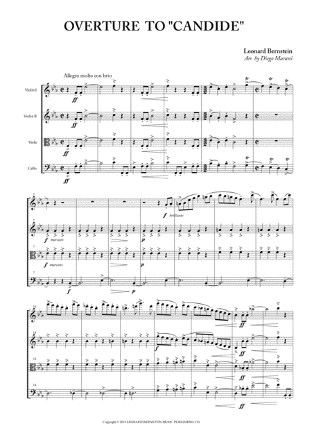 Overture To Candide For String Quartet Sheet Music