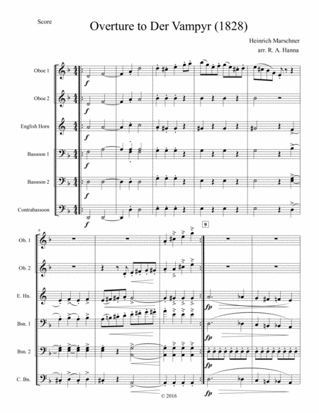 Free Sheet Music Overture To Der Vampyr Double Reed Ensemble