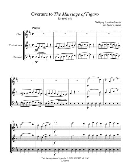 Free Sheet Music Overture To The Marriage Of Figaro For Reed Trio