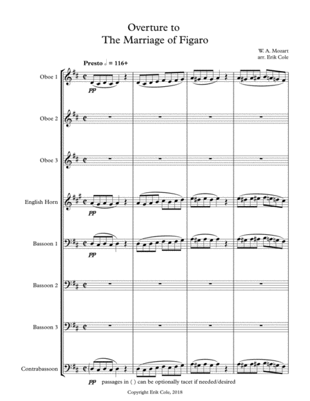 Free Sheet Music Overture To The Marriage Of Figaro