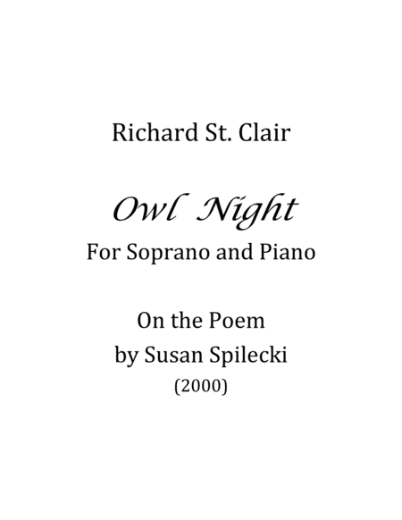 Owl Night For Soprano And Piano Sheet Music