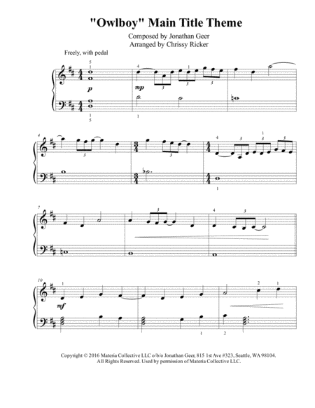 Owlboy Main Title Theme Easy Piano Sheet Music