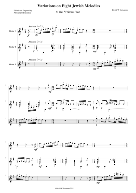Free Sheet Music Ozi V Zimrat Yah The Lord Is My Strength And Song For Guitar Trio