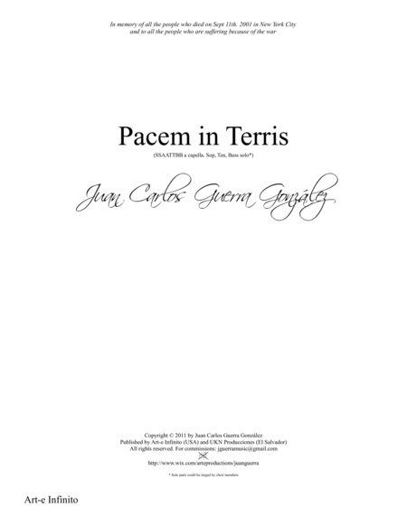 Pacem In Terris Juan Guerra Gonzalez Sheet Music