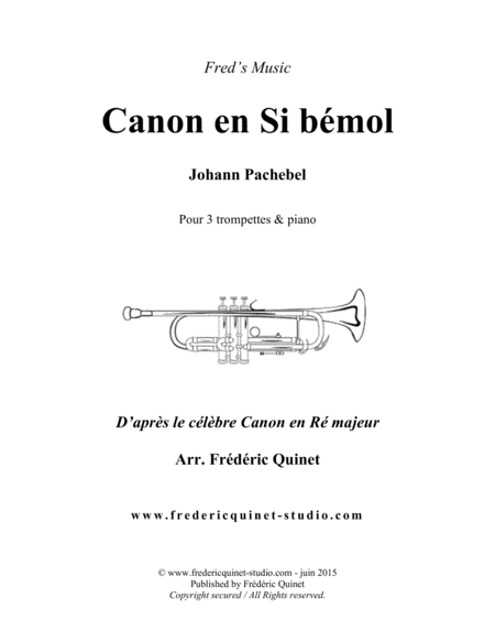 Pachelbel Canon 3 Trumpets Piano Sheet Music