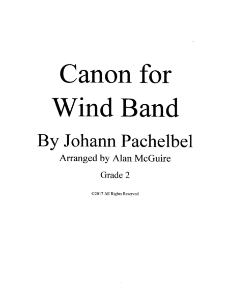Free Sheet Music Pachelbel Canon For Wind Band