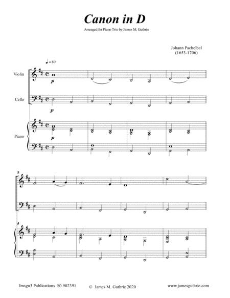 Pachelbel Canon In D For Piano Trio Sheet Music