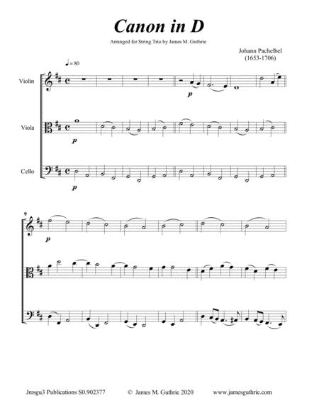 Free Sheet Music Pachelbel Canon In D For String Trio