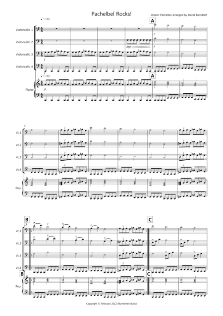 Pachelbel Rocks For Cello Quartet Sheet Music