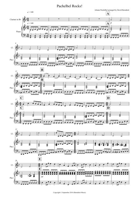 Pachelbel Rocks For Clarinet And Piano Sheet Music