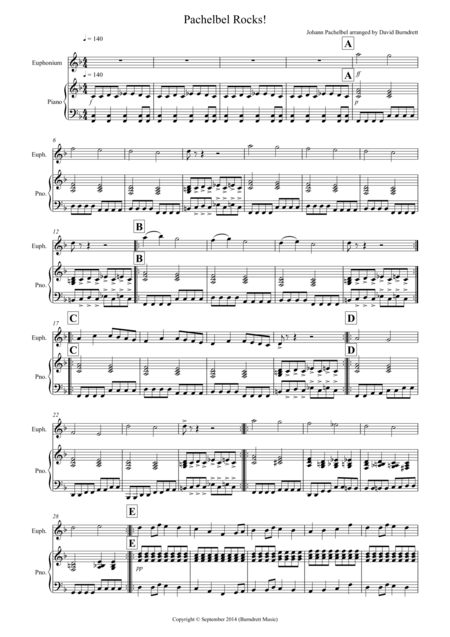 Free Sheet Music Pachelbel Rocks For Euphonium And Piano