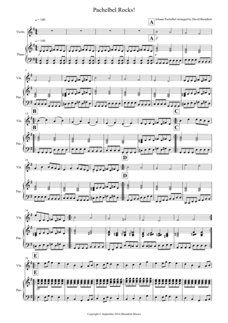 Pachelbel Rocks For Violin And Piano Sheet Music