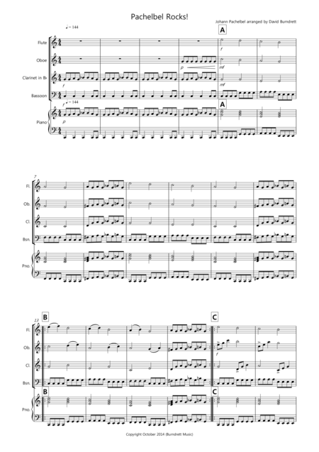 Pachelbel Rocks For Wind Quartet Sheet Music