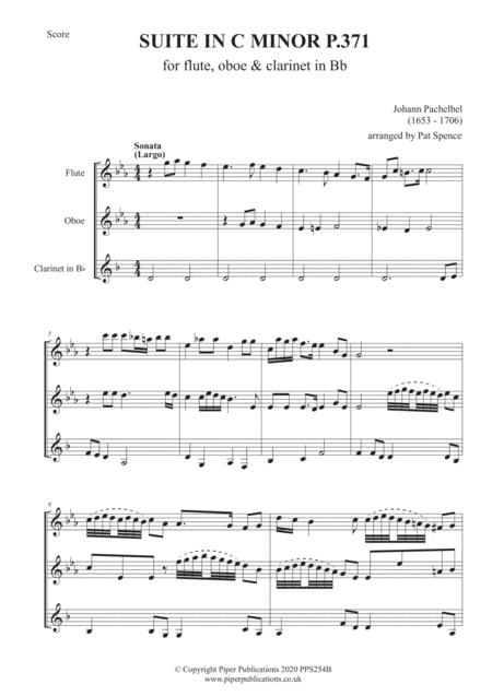 Pachelbel Suite In C Minor For Flute Oboe Clarinet Sheet Music