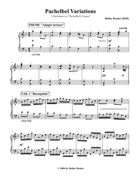 Pachelbel Variations Sheet Music