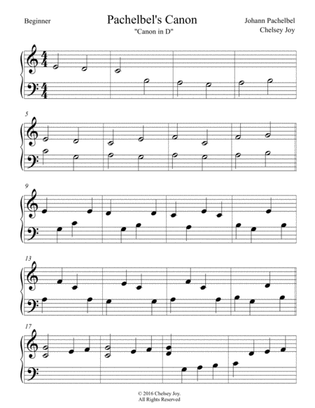 Free Sheet Music Pachelbels Canon Canon In D