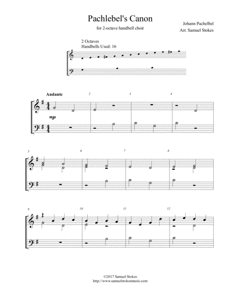 Free Sheet Music Pachelbels Canon For 2 Octave Handbell Choir