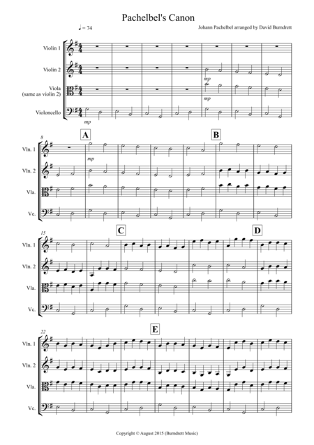 Free Sheet Music Pachelbels Canon For String Trio