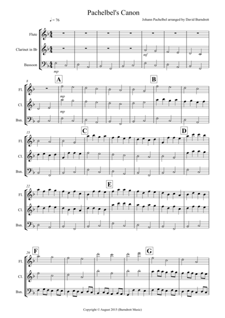 Free Sheet Music Pachelbels Canon For Wind Trio