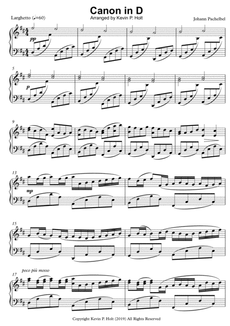 Free Sheet Music Pachelbels Canon In D