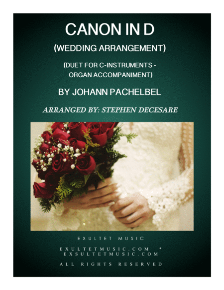 Free Sheet Music Pachelbels Canon Wedding Arrangement Duet For C Instruments With Organ Accompaniment