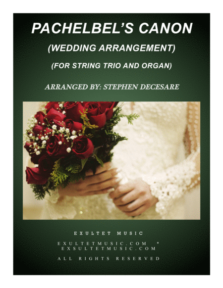 Pachelbels Canon Wedding Arrangement For String Trio Organ Accompaniment Sheet Music