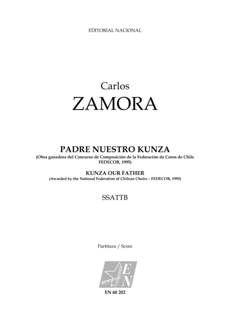 Padre Nuestro Kunza Kunza Our Father Sheet Music