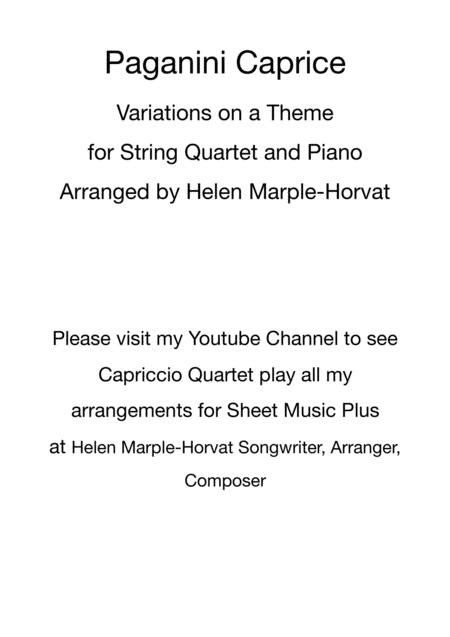 Free Sheet Music Paganini Caprice Variations For String Quartet And Piano