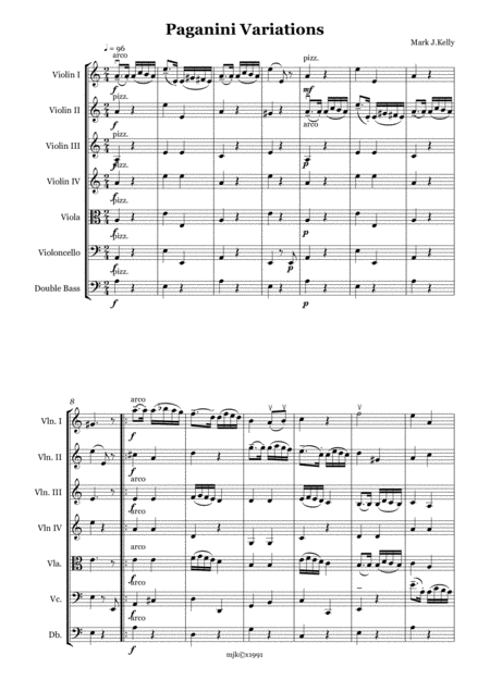 Paganini Variations For String Orchestra Sheet Music