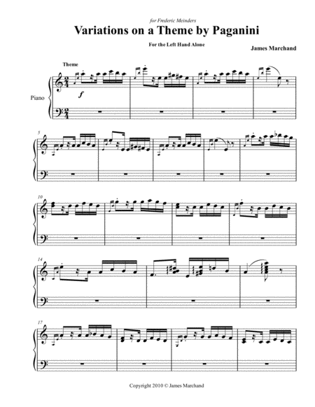 Paganini Variations For The Left Hand Alone Sheet Music