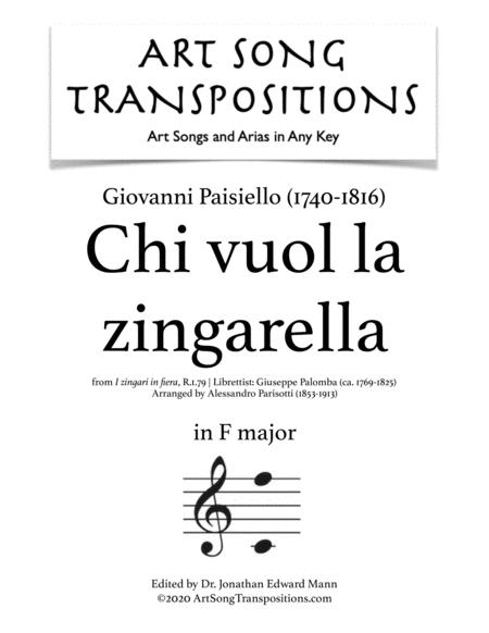 Free Sheet Music Paisiello Chi Vuol La Zingarella Transposed To F Major
