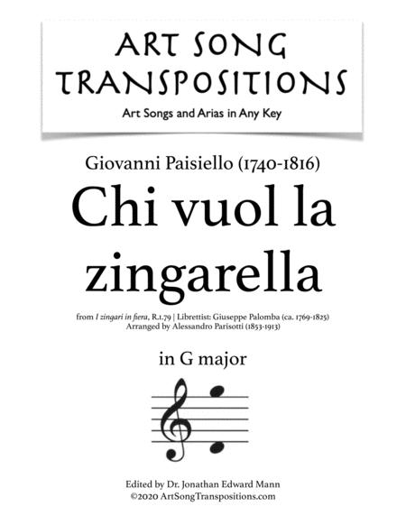 Paisiello Chi Vuol La Zingarella Transposed To G Major Sheet Music