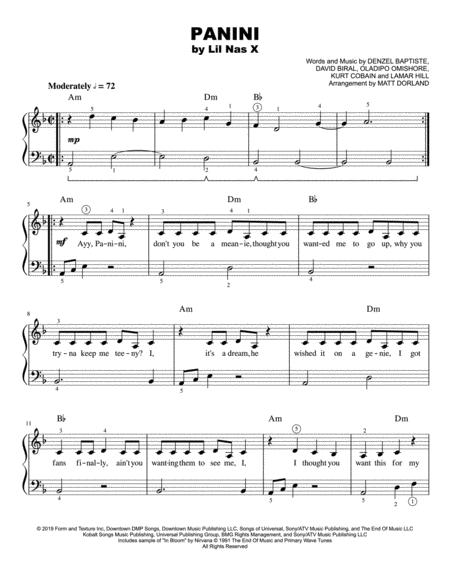 Panini Easy Piano Sheet Music