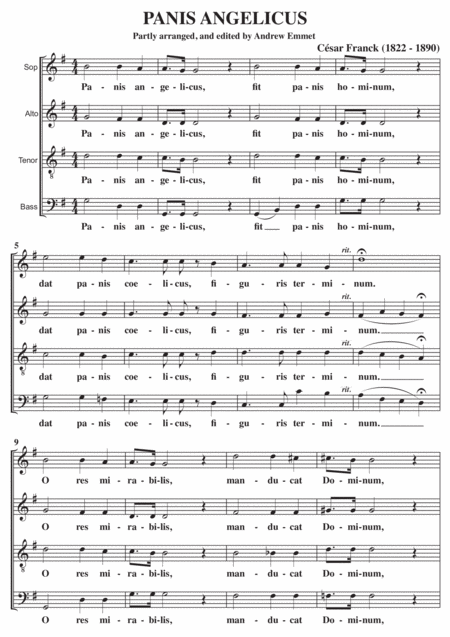 Free Sheet Music Panis Angelicus A Cappella