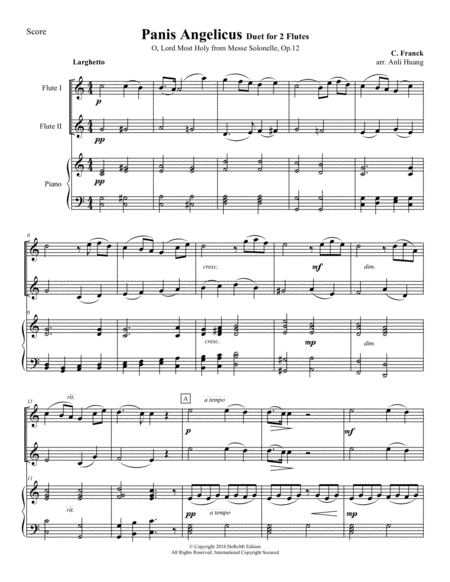 Panis Angelicus Duet For 2 Flutes Piano Score Sheet Music