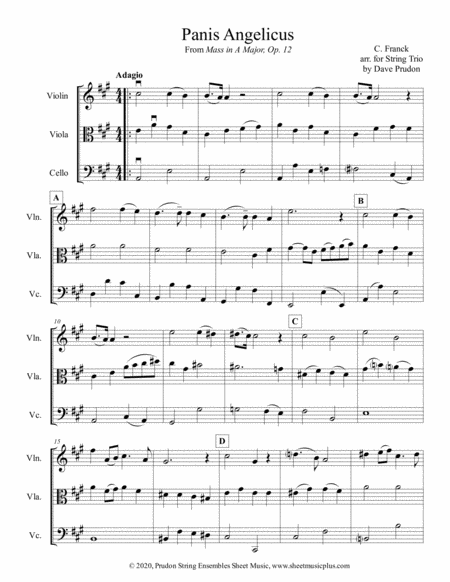 Panis Angelicus For String Trio Sheet Music