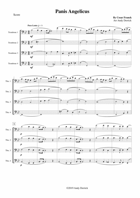 Free Sheet Music Panis Angelicus For Trombone Quartet