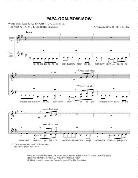 Free Sheet Music Papa Oom Mow Mow Ssaa