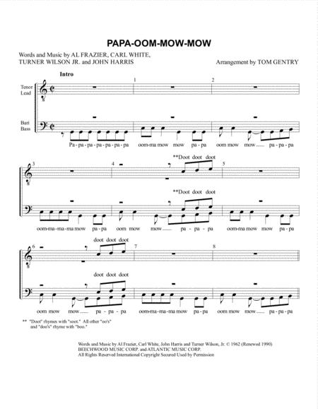 Free Sheet Music Papa Oom Mow Mow Ttbb