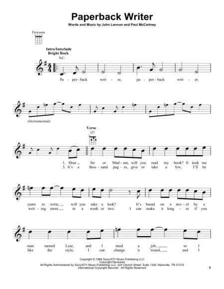 Paperback Writer Sheet Music