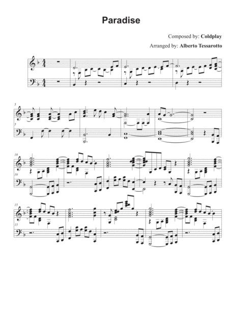 Paradise Coldplay Sheet Music